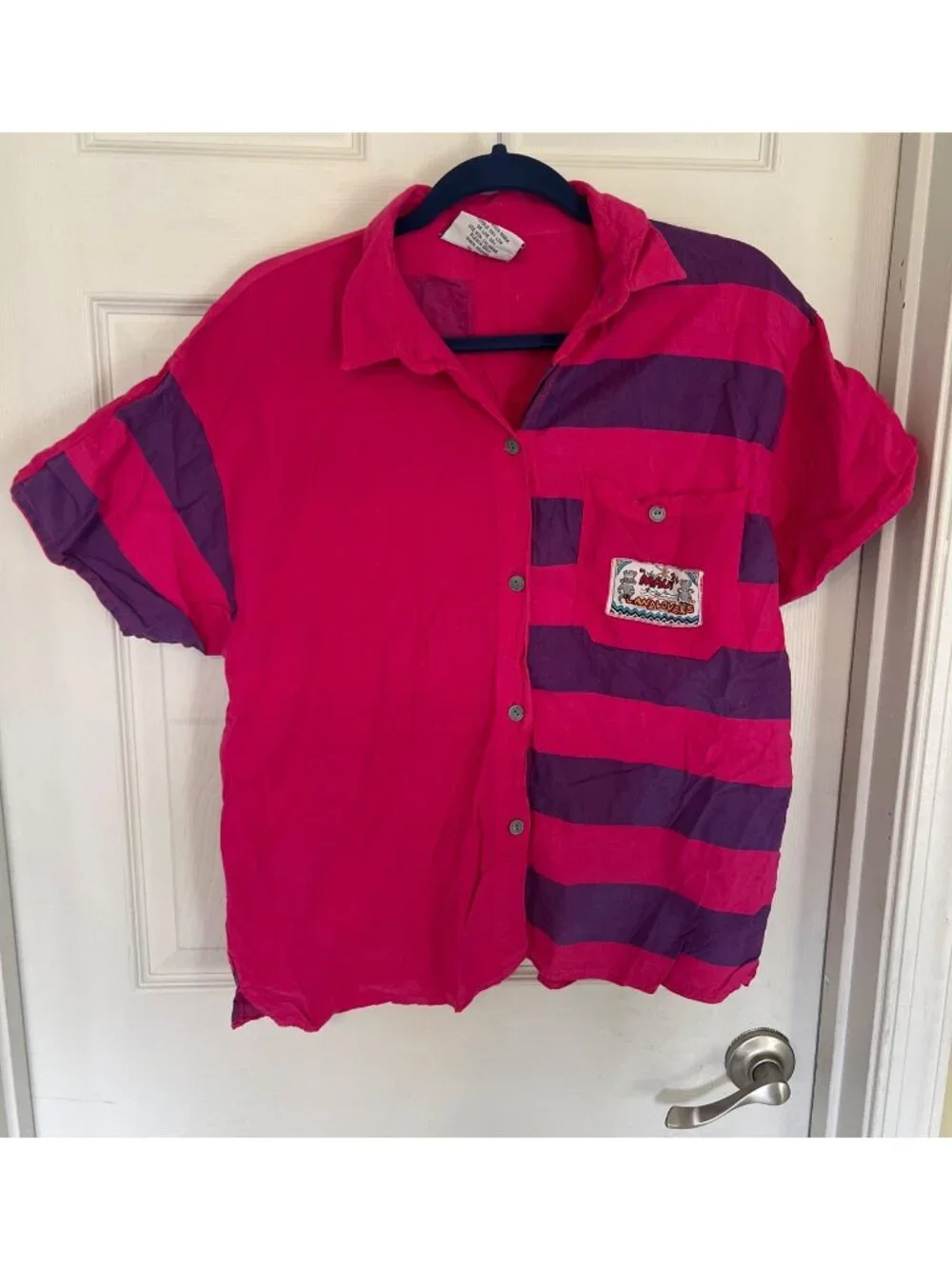 Vintage 80's International Outlook Color Block Button Down Shirt Large - Picture 1 of 9
